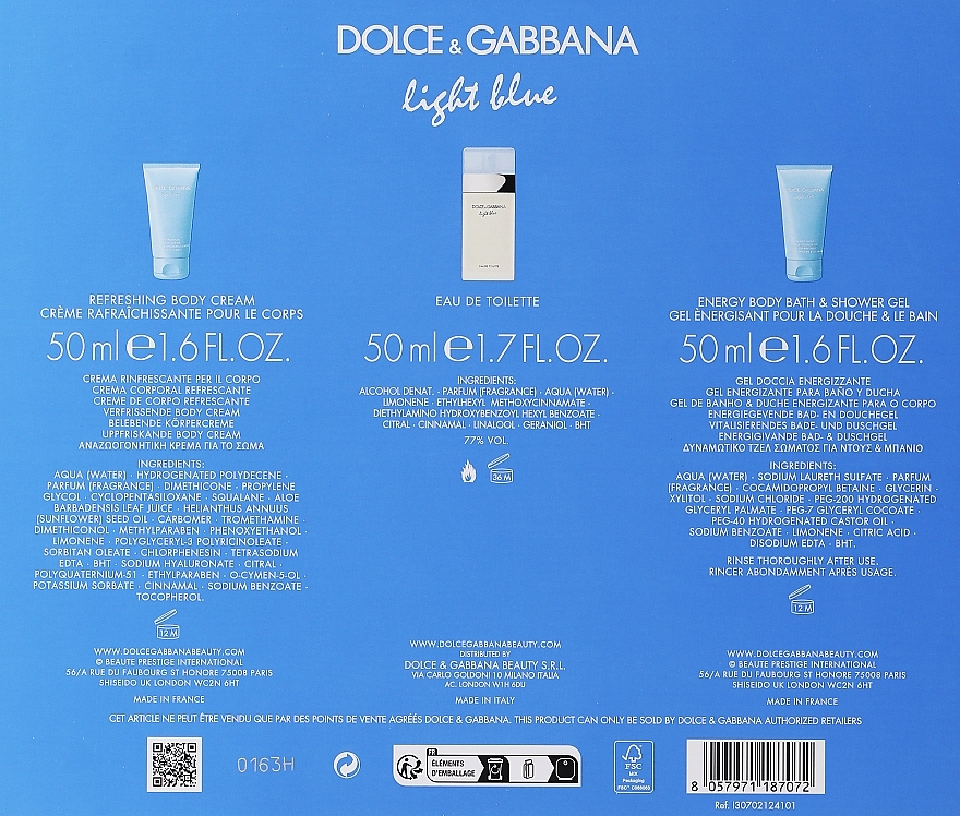 Dolce & Gabbana Light Blue - Набор (edt/50ml + b/lot/50ml + sh/gel/50ml) — фото N2