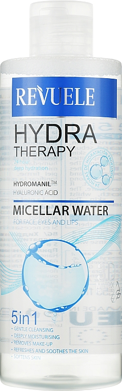 Міцелярна вода з гіалуроновою кислотою - Revuele Hydra Therapy 5 In 1 Intense Moisturising Micellar Water — фото N1