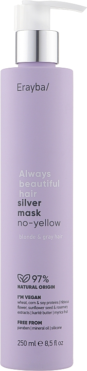Маска для волос против желтизны - Erayba ABH Silver No-Yellow Mask  — фото N1