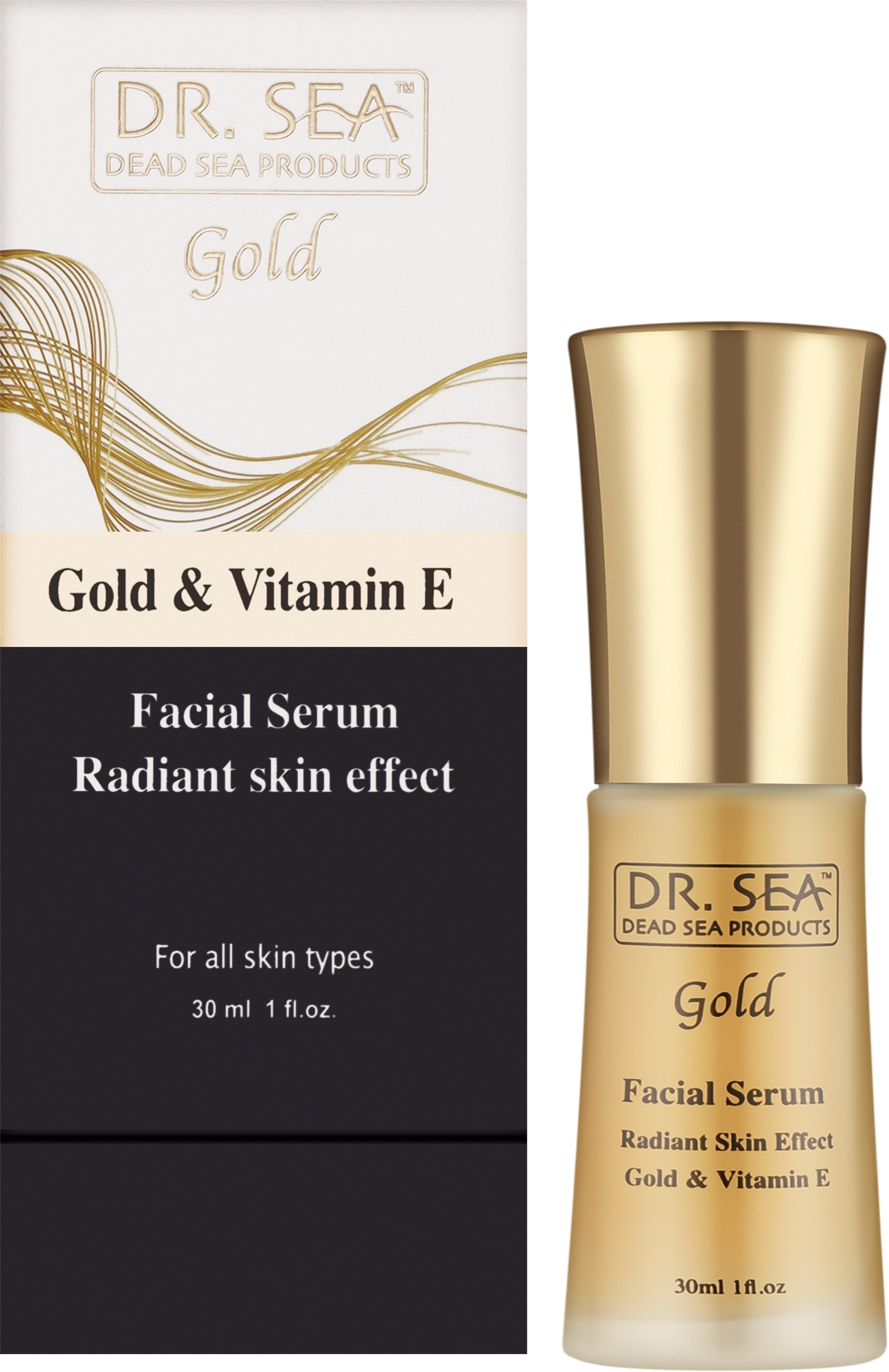 Сироватка для обличчя з золотом і вітаміном Е - Dr.Sea Gold & Vitamin E Radiant Skin Effect Serum — фото 30ml