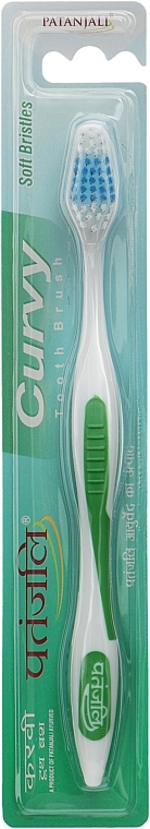 Зубна щітка вигнута, зелена - Patanjali Curvy Toothbrush — фото N1