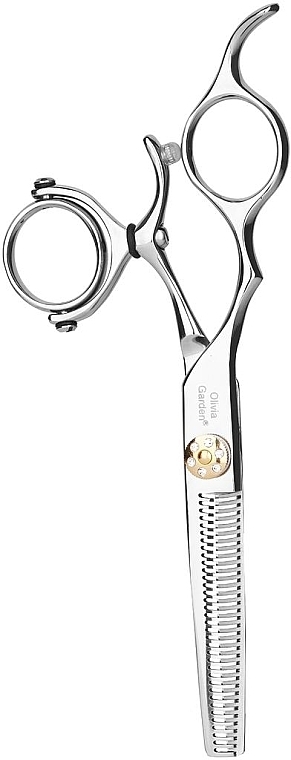 Ножницы филировочные для левшей 6,35', японский вариант - Olivia Garden Swivel Cut Left Handed Thinning Scissors 35 Teeth Japan — фото N1