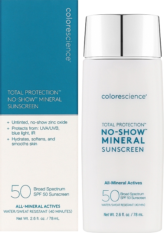 Прозорий мінеральний сонцезахисний флюїд - Colorescience Total Protection No-Show Mineral Sunscreen SPF 50 — фото N4