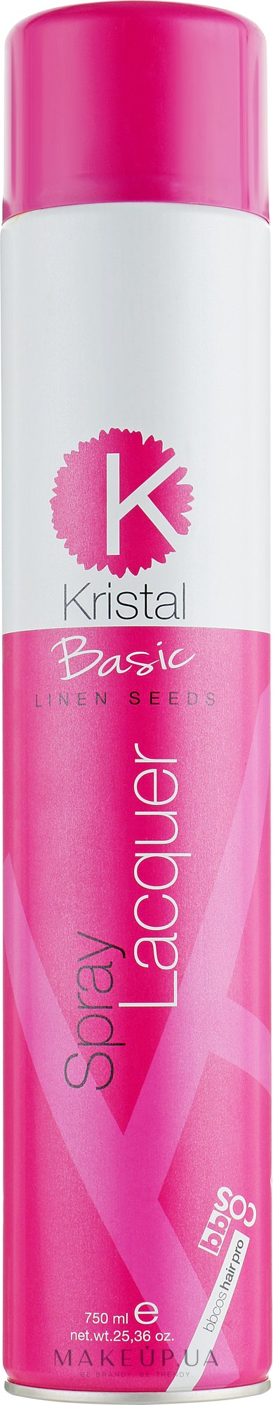 Лак для волос, сильной фиксации - BBcos Kristal Basic Linen Seeds Spray Laquer — фото 750ml