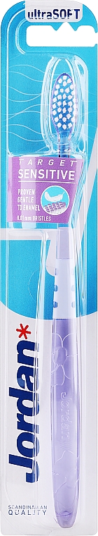 Зубна щітка для чутливих зубів і ясен, ультрам'яка, фіолетова з квіткою - Jordan Target Sensitive — фото N1