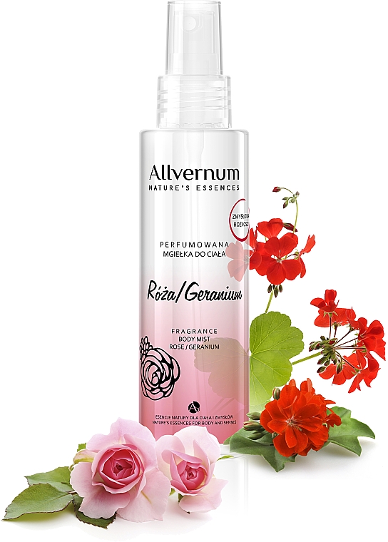 Парфумований крем для тіла "Троянда і герань" - Allverne Nature's Essences Body Mist