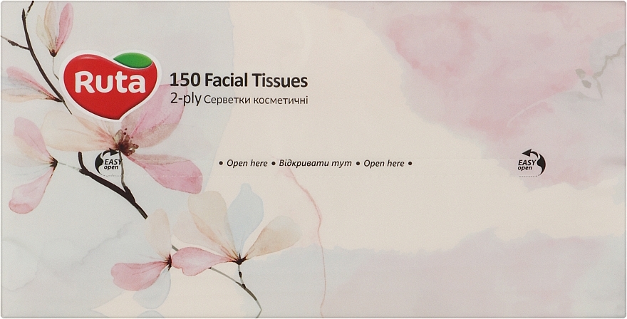 Косметические салфетки в пленке "Декор", 150 шт., с цветами - Ruta — фото N1