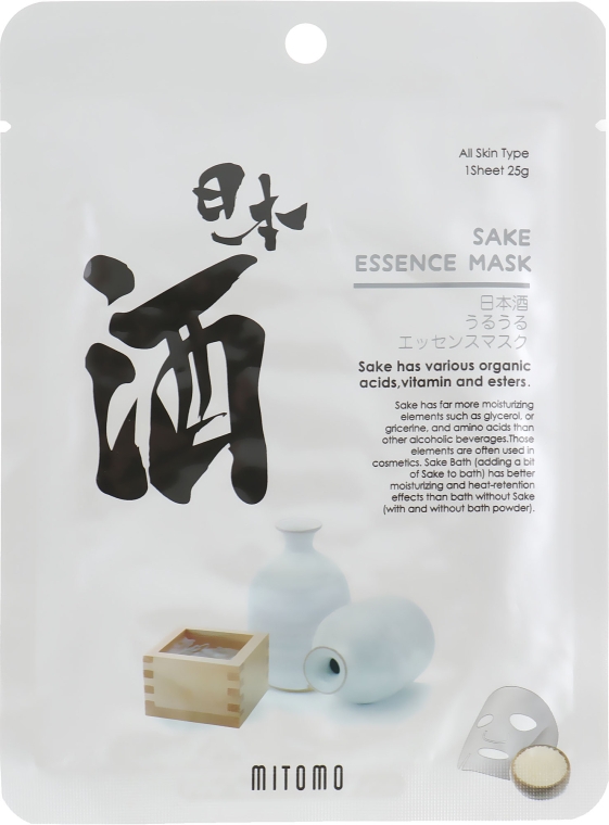 Тканинна маска для обличчя, з саке  - Mitomo Sake Essence Mask