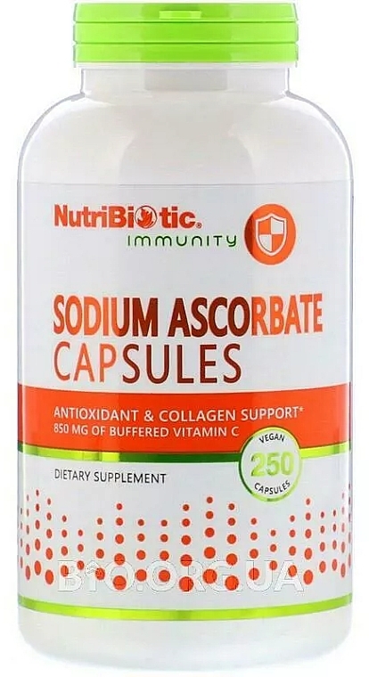 Харчова добавка "Аскорбат" - NutriBiotic Immunity Sodium Ascorbate Capsules — фото N1