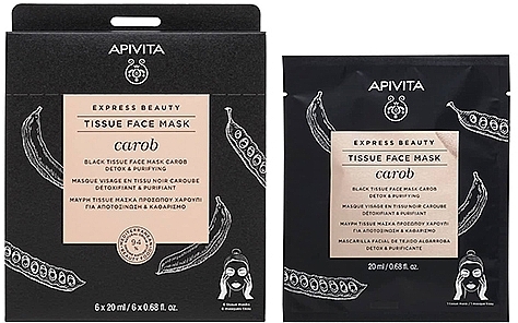 Тканинна детокс-маска - Apivita Express Beauty Tissue Face Mask Carob