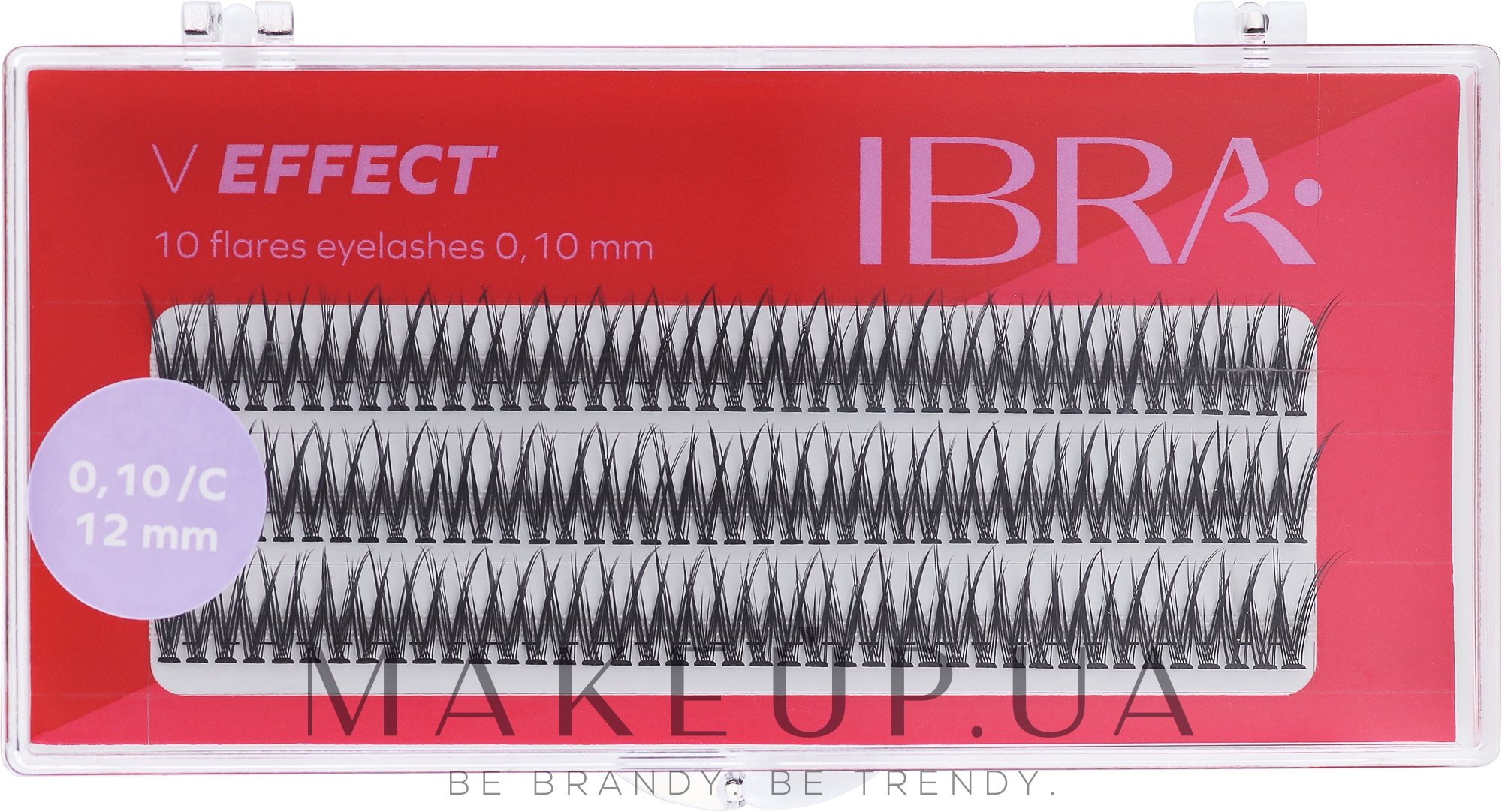 Пучки ресниц "V эффект" С 0.10, 12 мм - Ibra 10 Flares Eyelash — фото 60шт