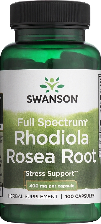 Диетическая добавка "Корень родиолы розовой" 400 мг, 100 шт - Swanson Rhodiola Rosea Root — фото N1