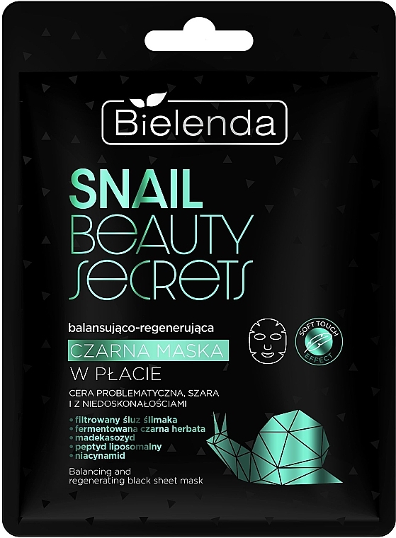 Балансувальна та регенерувальна чорна тканинна маска - Bielenda Snail Beauty Secrets Black Sheet Mask — фото N1