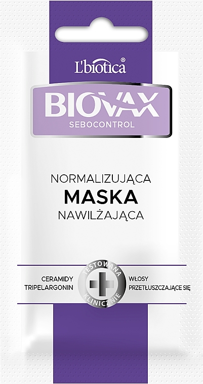 Нормализующая себорегулирующая маска для кожи головы - Biovax Sebocontrol Travel Size — фото N1