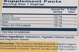 Пищевая добавка "Бетаин HCL с пепсином", 250 мг - Solaray Betaine HCL with Pepsin 250 mg — фото N3