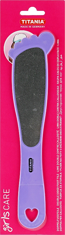 Педикюрная двусторонняя терка в форме ноги, лиловая - Titania
