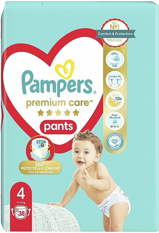Підгузки-трусики Premium Care Pants Maxi 4 (9-15 кг), 38 шт - Pampers — фото N3