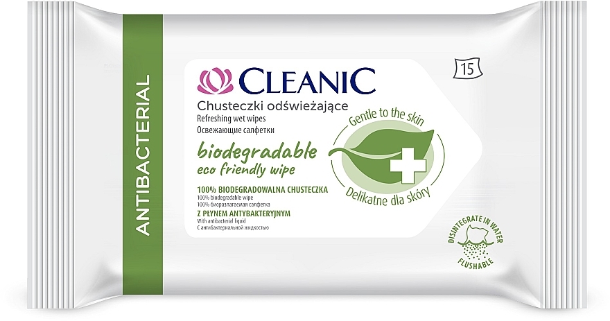 Освежающие влажные салфетки - Cleanic Antibacterial ECO Friendly Wipes — фото N1