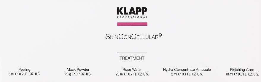 Набор - Klapp SkinConCellular Face Treatment (peel/5ml + mask/20g + rose/water/20ml + conc/2ml + finish/care/10ml) — фото N1