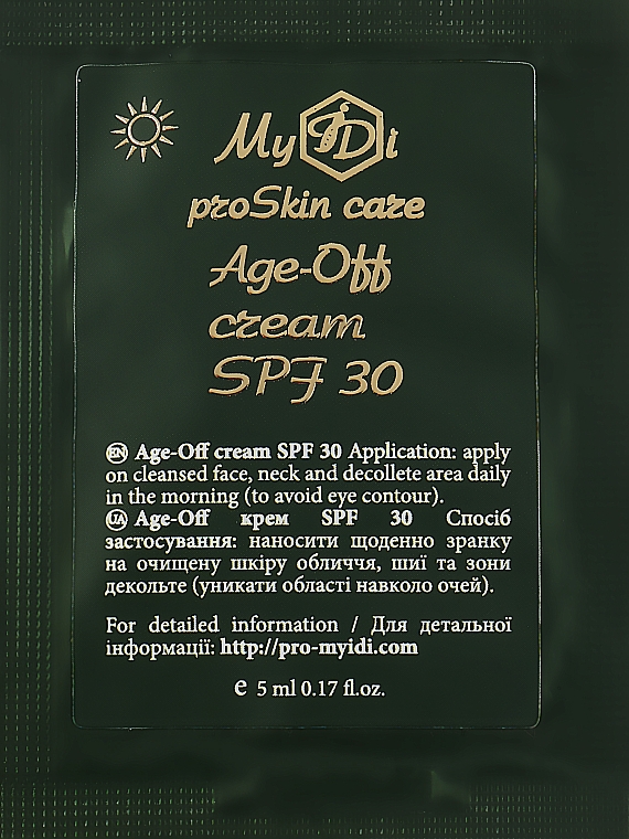 Антивіковий денний крем для обличчя - MyIDi Age-Off Cream SPF 30 (пробник)
