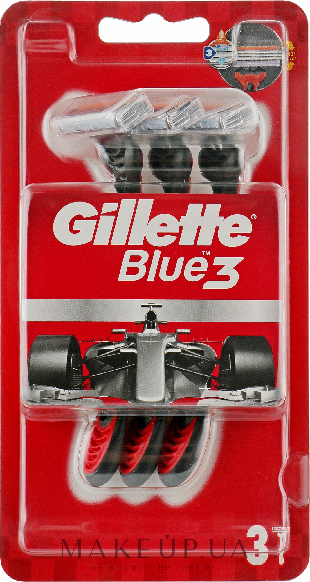 Набор одноразовых станков для бритья, 3шт - Gillette Blue 3 Red — фото 3шт
