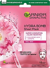 ПОДАРОК! Тканевая маска "Аква-Бомба" с гиалуроновой кислотой и экстрактом сакуры для увлажнения и сияния тусклой, обезвоженной кожи лица - Garnier Skin Active Hydra Bomb Sheet Mask — фото N1