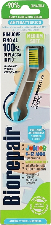 Зубна щітка дитяча "Довершене очищення", середньої м'якості, біло-блакитна - Biorepair Curve Oral Care Pro — фото N1