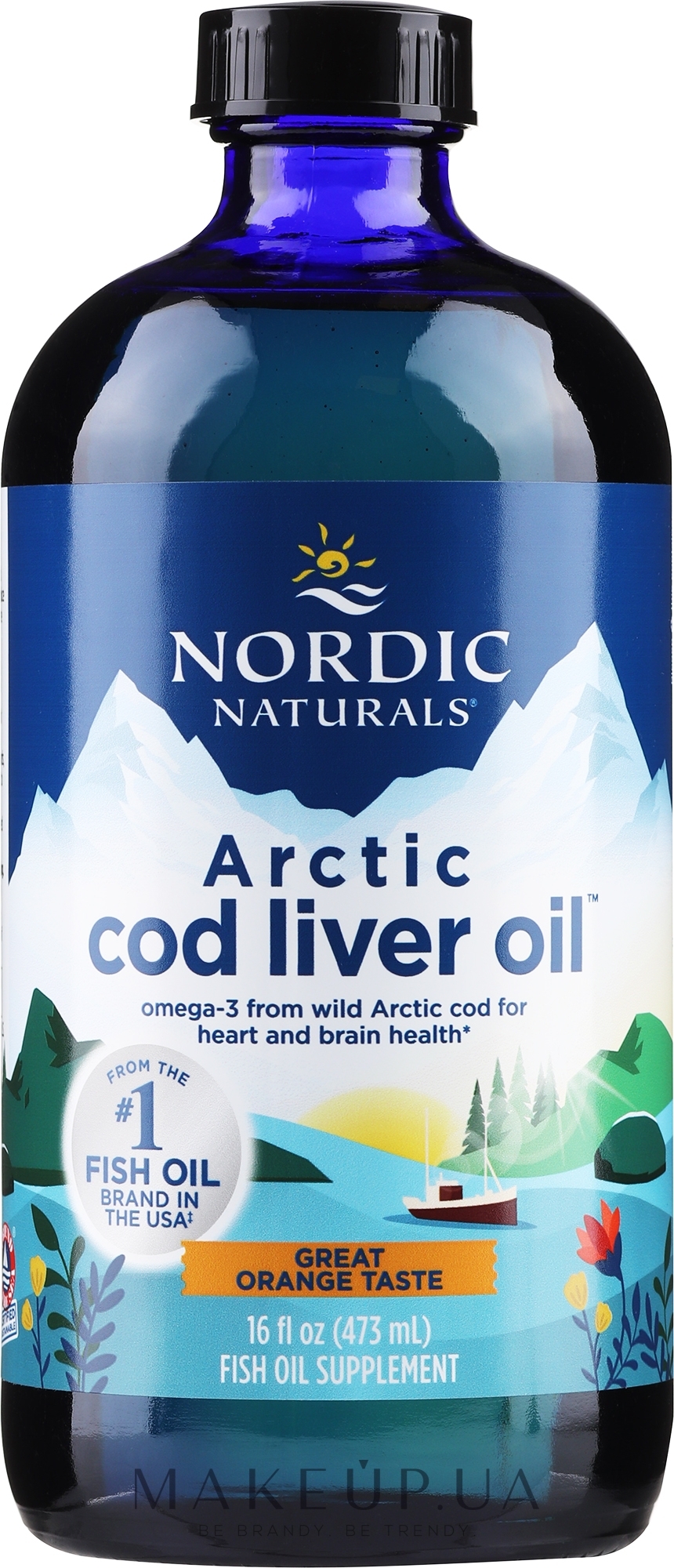Пищевая добавка с апельсиновым вкусом 1060 mg "Омега-3" - Nordic Naturals Arctic Cod Liver Oil  — фото 473ml
