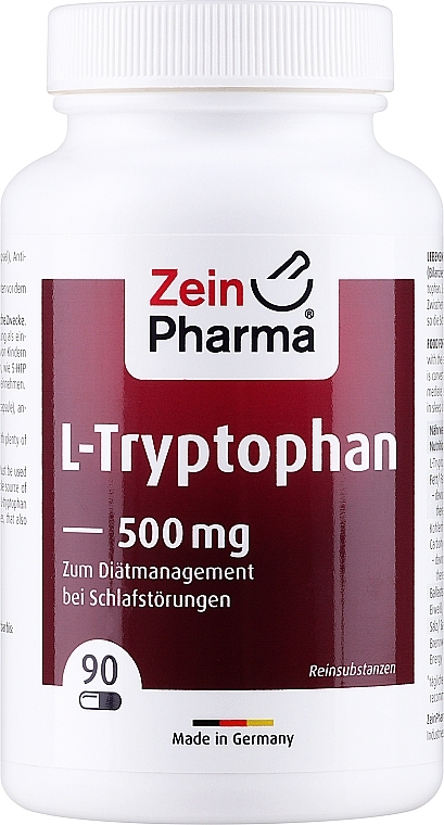 Харчова добавка "L-триптофан, 500 мг - Zein Pharma L-Tryptophan — фото N1