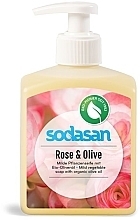 Рідке мило тонізуюче з рожевою та оливковою оліями - Sodasan Liquid Rose-Olive  — фото N2