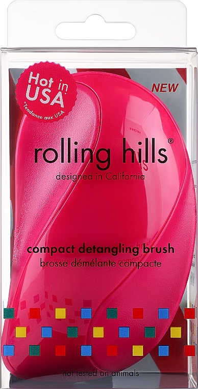 Компактна щітка для волосся, фуксія - Rolling Hills Compact Detangling Brush Fuschia — фото N1