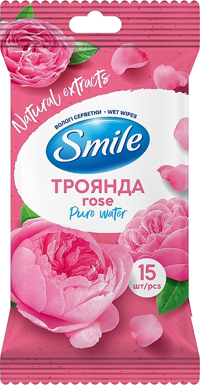 Вологі серветки "Троянда", 15шт - Smile Ukraine — фото N1