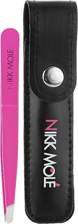 Пинцет для бровей классический с чехлом, пурпурный - Nikk Mole