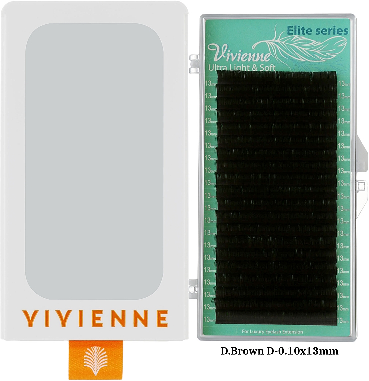 Накладні вії "Elite", темно-коричневі, 20 ліній (0.1, D, (13)) - Vivienne — фото N1