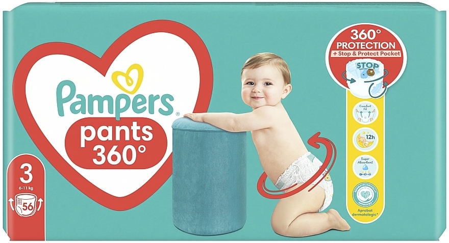 Подгузники-трусики Pants, размер 3, 6-11 кг, 56шт. - Pampers — фото N2