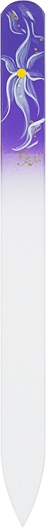 Пилочка стеклянная 95-1352, с ручной росписью, фиолетовая с цветком, 135мм - SPL — фото N1