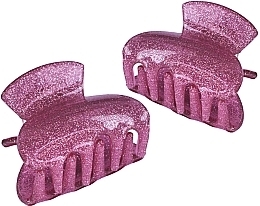 Парфумерія, косметика Набір затискачів для волосся, 2 шт., рожеві з блискітками - Lolita Accessories