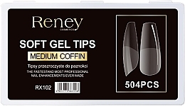 Парфумерія, косметика Тіпси для нігтів, акрилові, прозорі, 504 шт. - Reney Cosmetics Soft Gel Tips Medium Coffin RX-102