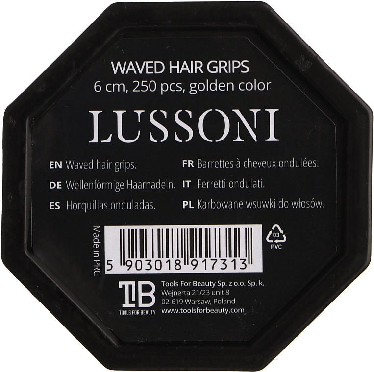 Невидимки волнистые для волос 6 см, золотистые - Lussoni Waved Hair Grips Golden — фото N2