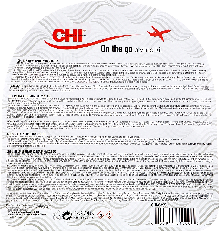 Набор - CHI Protect & Hold Travel Kit (sh/59ml + cond/59ml + h/treat/59ml + spray/74g) — фото N3