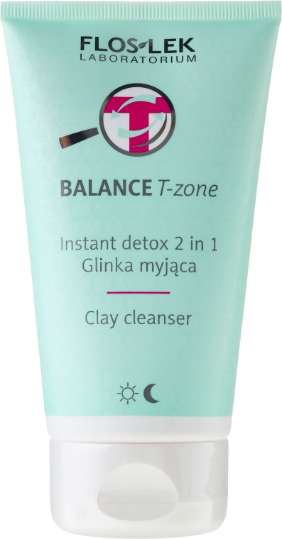 Детокс-средство 2 в 1 c глиной для очищения лица - Floslek Balance T-Zone Instant Detox 2in1 Clay Cleanser — фото N1
