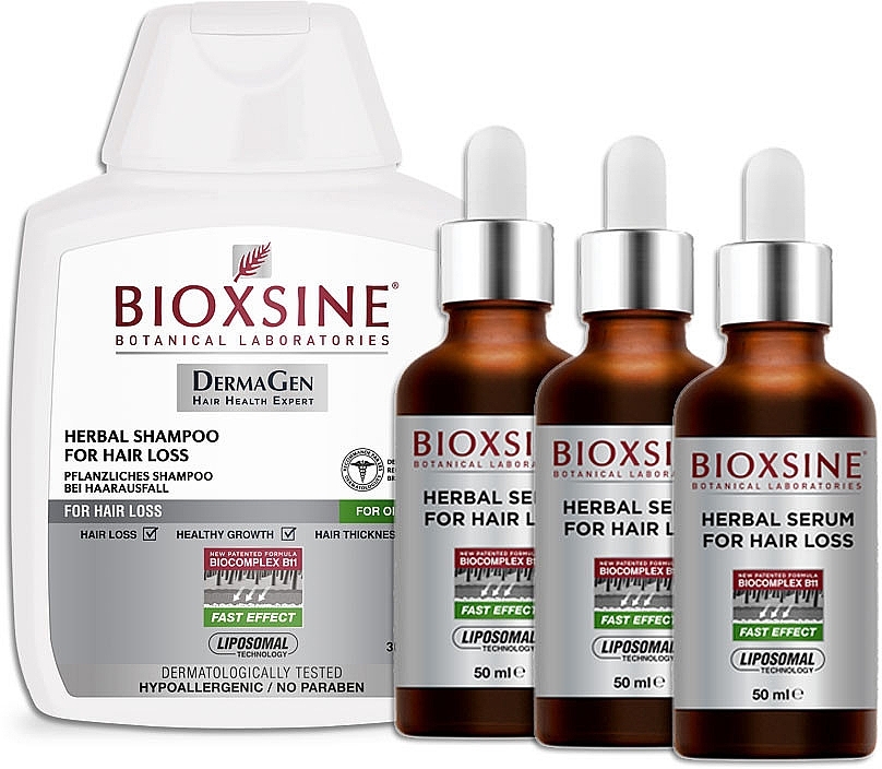 Набор от выпадения волос - Bioxsine Dermagen White (shm/300ml + serum/3x50ml) — фото N2
