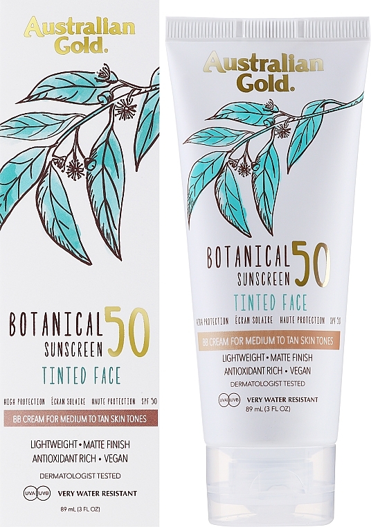 ВВ-крем SPF 50 - Australian Gold Botanical Sunscreen Tinted Face BB Cream SPF 50 — фото N2