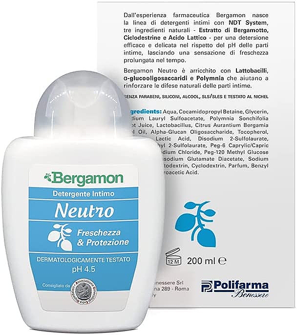 Нейтральное средство для интимной гигиены - Polifarma Benessere Bergamon Neutral Intimate — фото N2