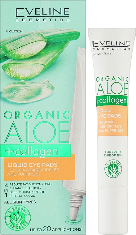 Жидкие патчи для кожи вокруг глаз - Eveline Cosmetics Organic Aloe + Collagen — фото N2