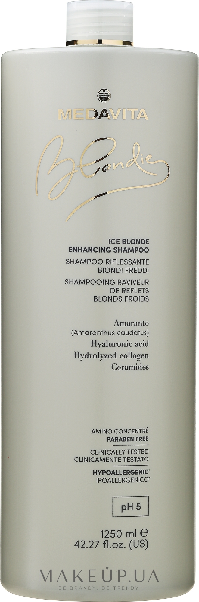 Шампунь для холодных оттенков блонда - Medavita Blondie Ice Blonde Enhancing Shampoo — фото 1250ml