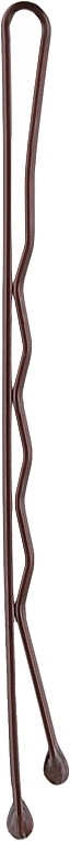 Невидимки для волос волнистые с двумя шариками металлические 55 мм, коричневые - Cosmo Shop — фото N2