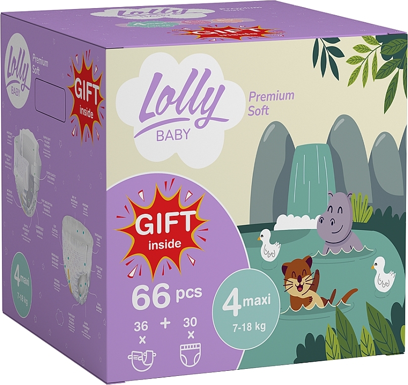 Набор акционный - Lolly Premium Soft Подгузники 4 (36 шт) + трусики 4 (30 шт) + подарок — фото N1