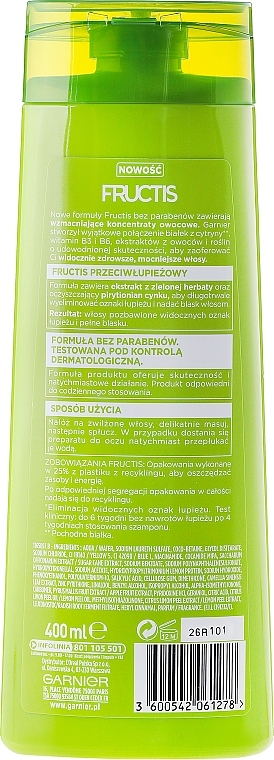 Зміцнювальний шампунь для нормального волосся проти лупи - Garnier Fructis Shampoo 2in1 — фото N4