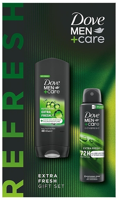 Набор - Dove Men+ Care Extra Fresh (shmp/400ml + deo/150ml) — фото N1